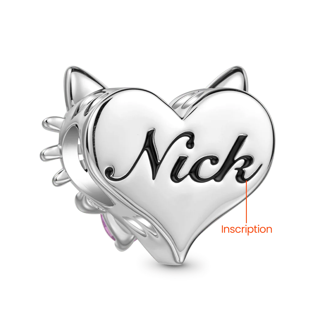 Gnoce Engravable Pet Cat Birthstone Charm Platinum-plated Silver Blend - Image 5