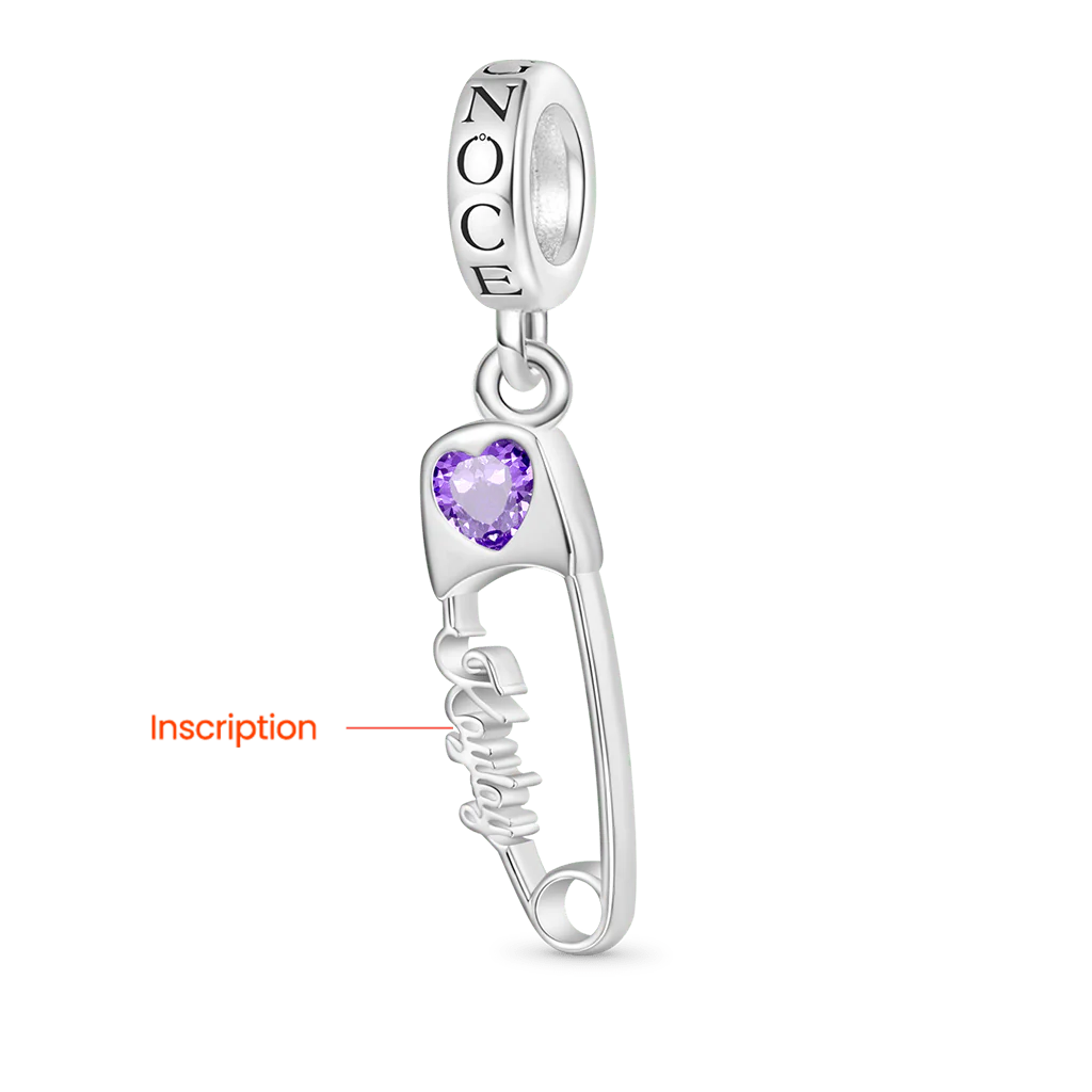 Gnoce Engravable Pin Birthstone Charm Platinum-plated Silver Blend - Image 2