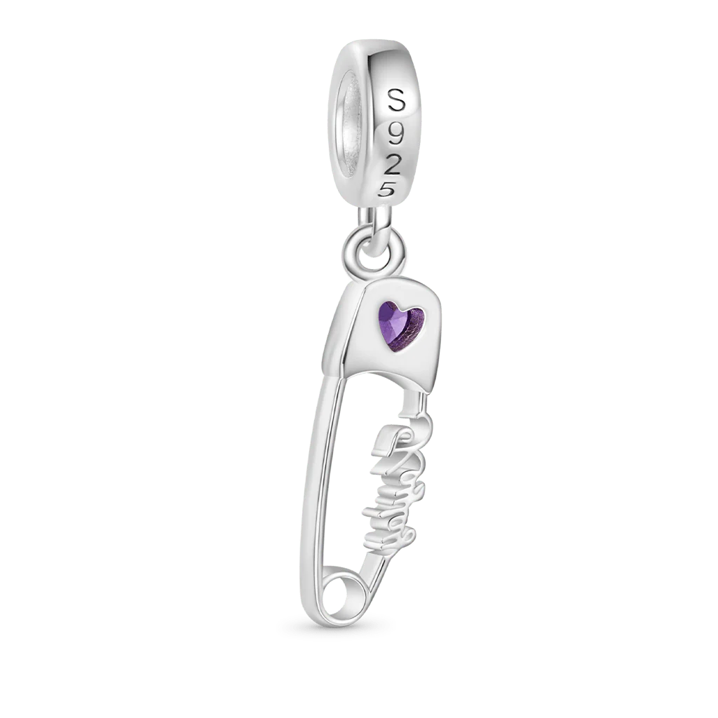 Gnoce Engravable Pin Birthstone Charm Platinum-plated Silver Blend - Image 3