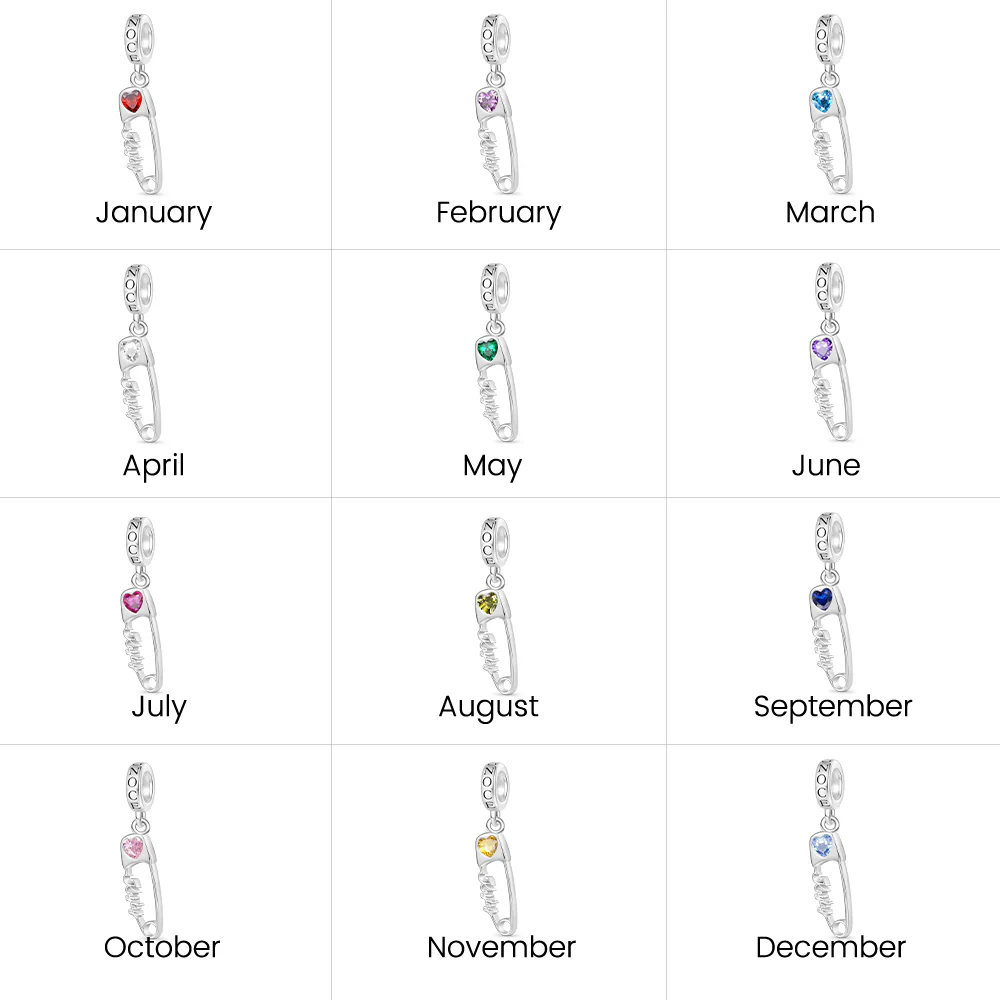 Gnoce Engravable Pin Birthstone Charm Platinum-plated Silver Blend - Image 8