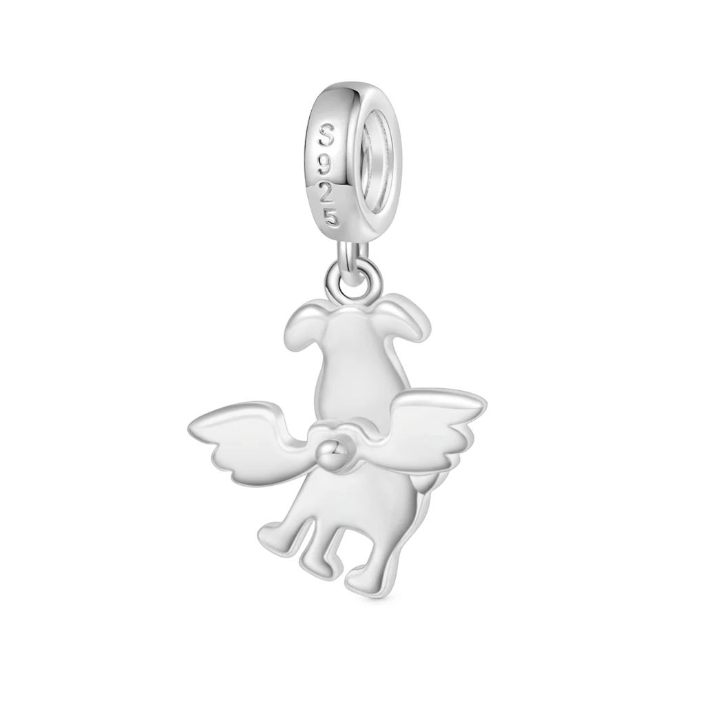 Gnoce Rotating Joint Engravable Puppy Charm Platinum-plated Silver Blend - Image 3