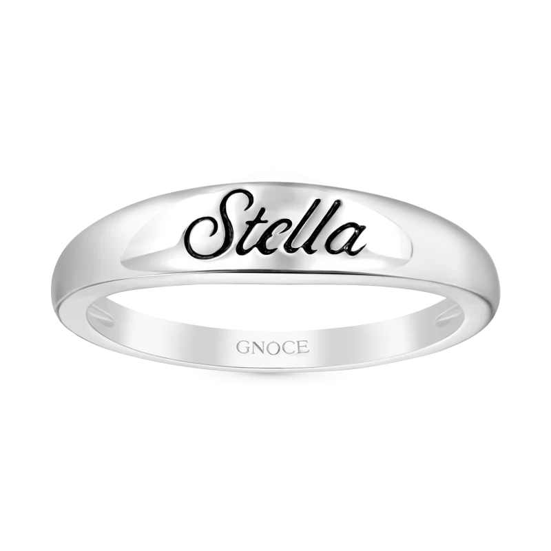 Gnoce Engravable Name Simple Basic Ring