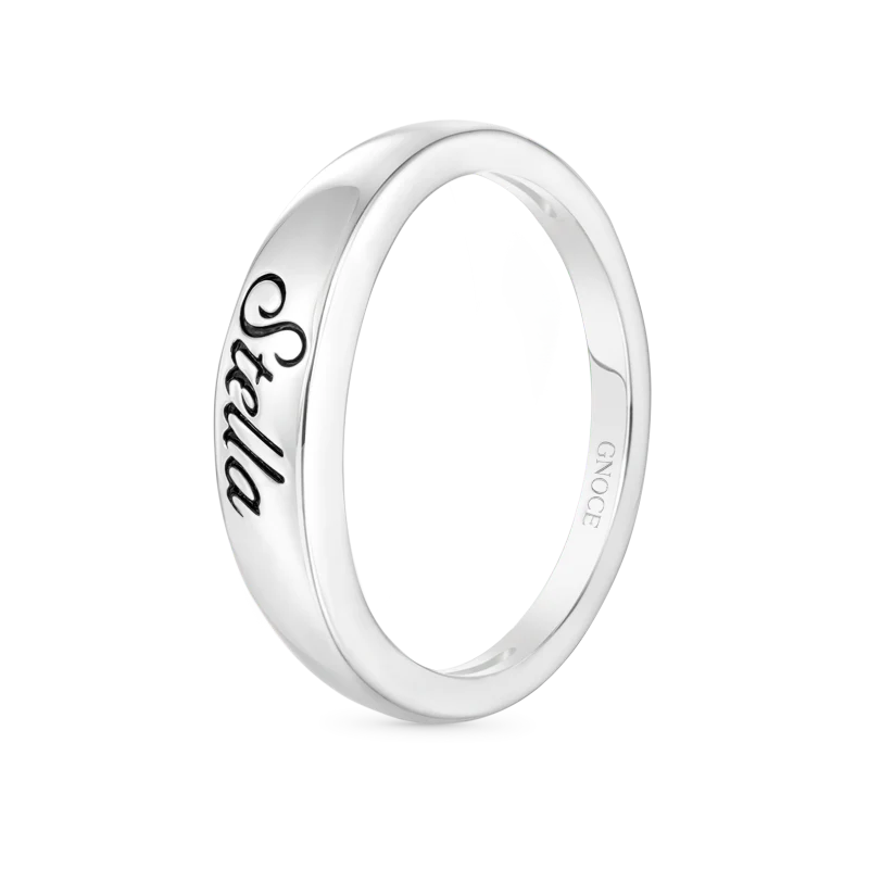 Gnoce Engravable Name Simple Basic Ring - Image 2