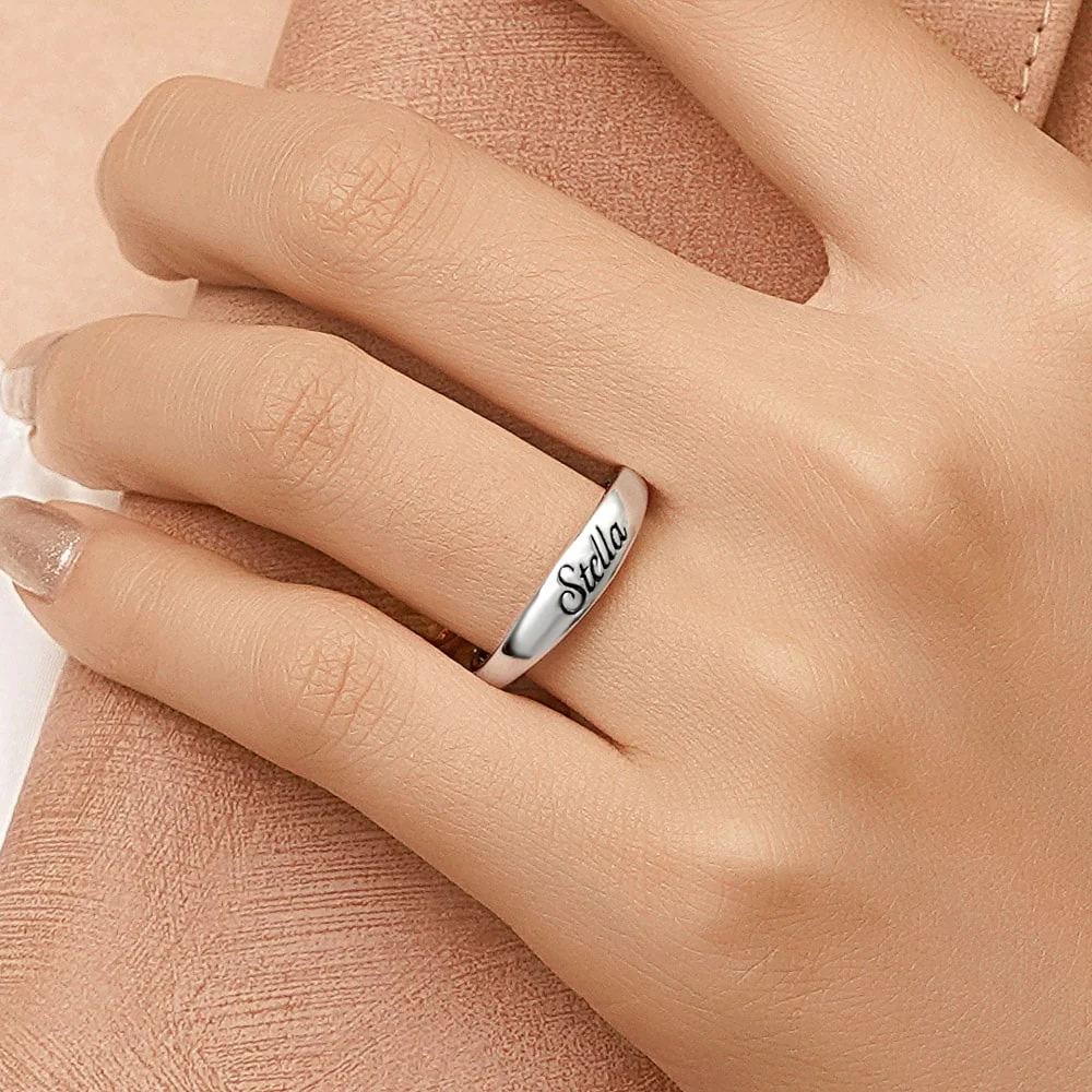 Gnoce Engravable Name Simple Basic Ring - Image 6