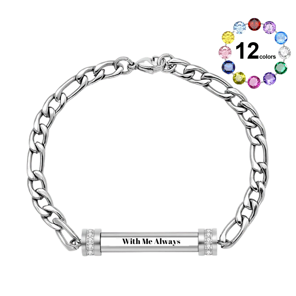Gnoce Custom Engraved Figaro Chain Bracelet