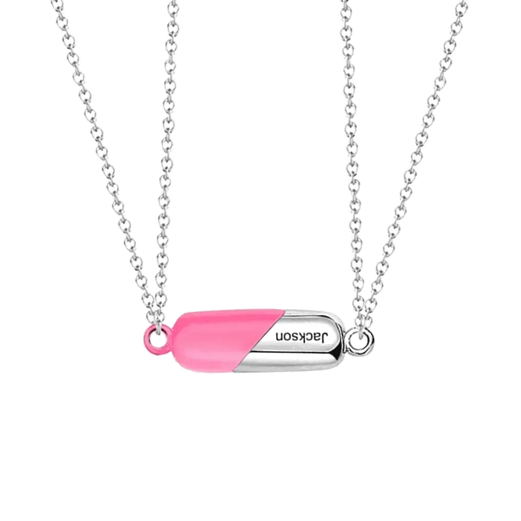 Gnoce Customized Engraving Name Rotating Deformation Magnetic Couple Necklace