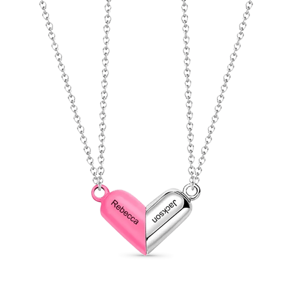 Gnoce Customized Engraving Name Rotating Deformation Magnetic Couple Necklace - Image 2