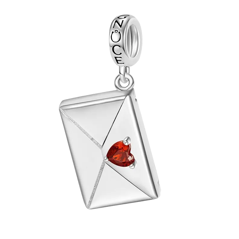Gnoce Openable Envelope Love Letter Engravable Charm Platinum-plated Silver Blend