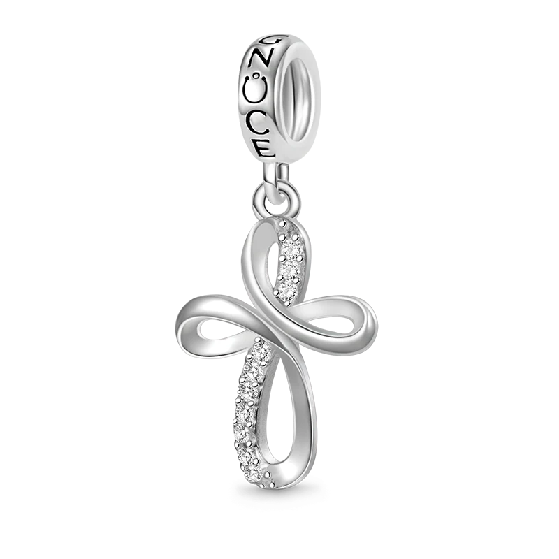 Gnoce Eternal Ribbon Cross Pendant Dangle Charm