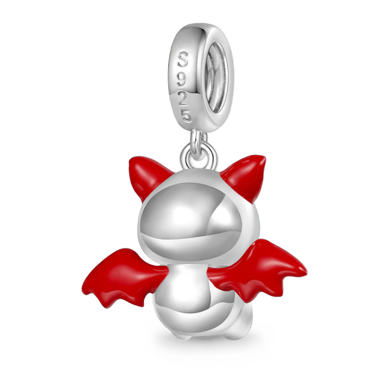 Gnoce Evil Bat Embraces Heart Charm Platinum-plated Silver Blend - Image 2