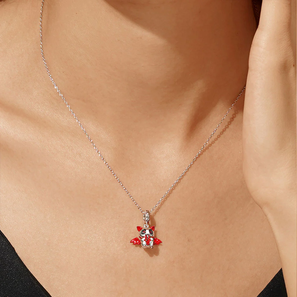 Gnoce Evil Bat Embraces Heart Charm Platinum-plated Silver Blend - Image 7