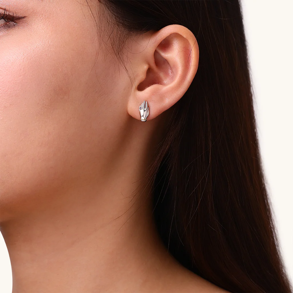 Gnoce Exquisite 'My Hands' Birthstone Stud Earrings - Image 4