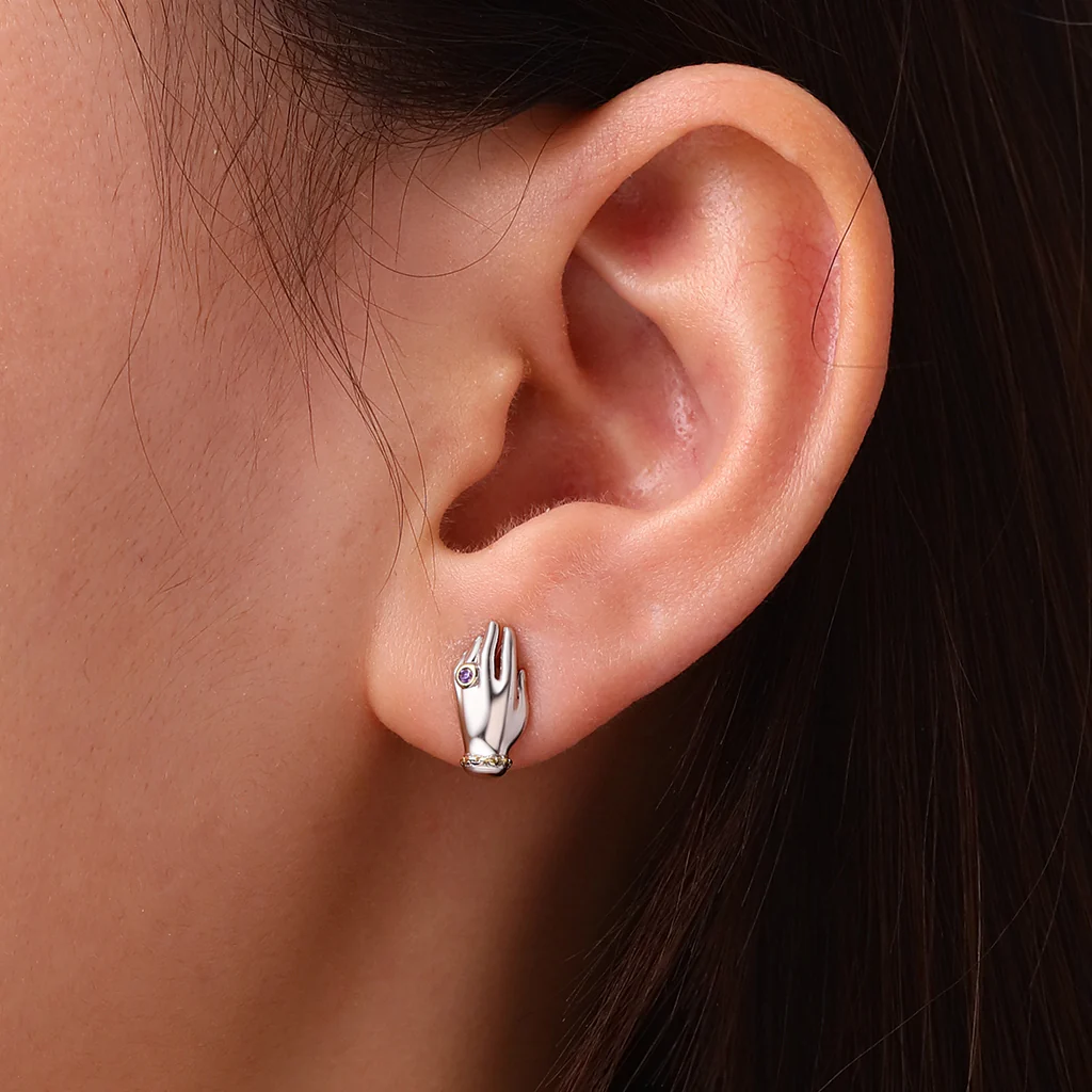 Gnoce Exquisite 'My Hands' Birthstone Stud Earrings - Image 5
