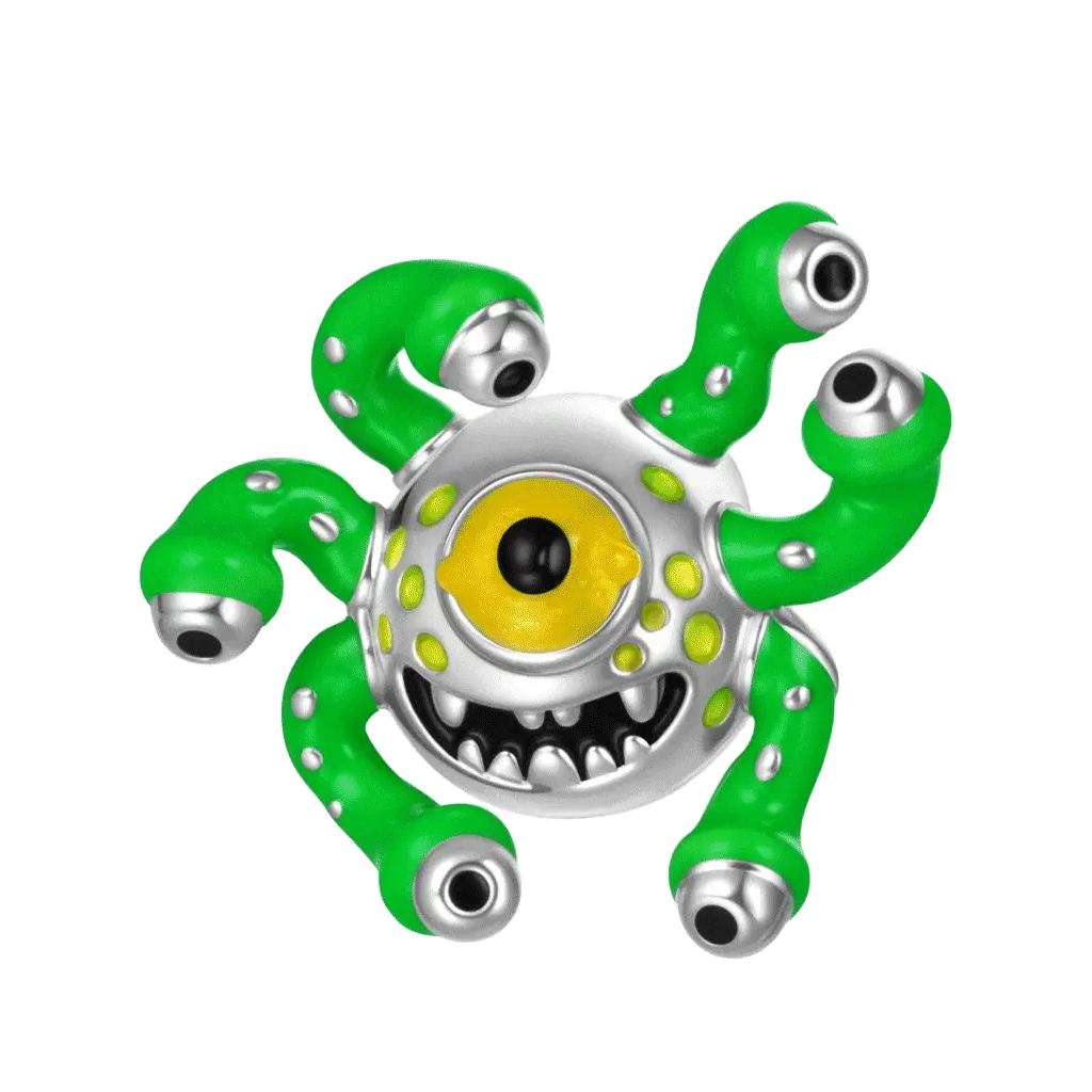 Gnoce Eyeball Monster Glow-in-the-Dark Charm Platinum-plated Silver Blend