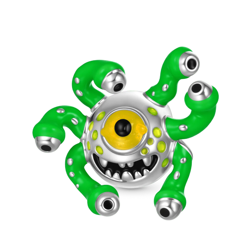 Gnoce Eyeball Monster Glow-in-the-Dark Charm Platinum-plated Silver Blend - Image 3