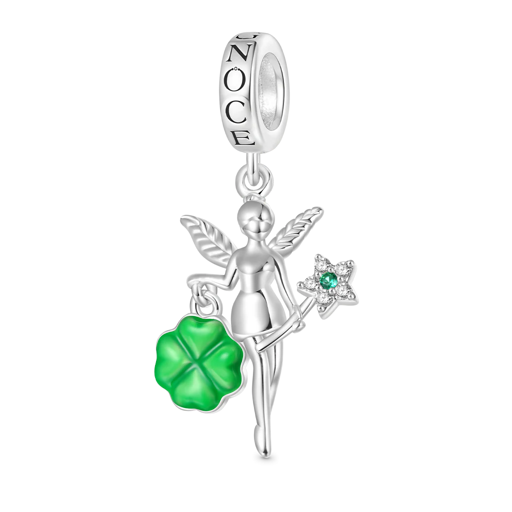 Gnoce Hand-held Glow-in-the-Dark Four-leaf Clover Charm Platinum-plated Silver Blend - Image 2