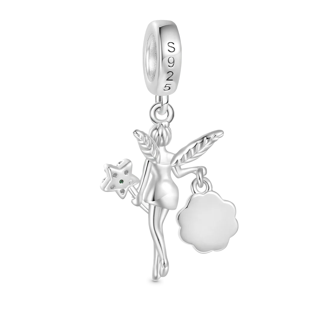Gnoce Hand-held Glow-in-the-Dark Four-leaf Clover Charm Platinum-plated Silver Blend - Image 3