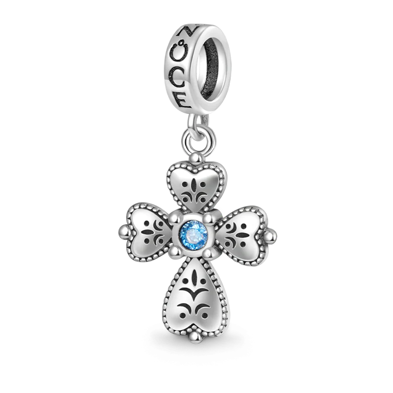 Gnoce Faith in Heart Cross Pendant Dangle Charm