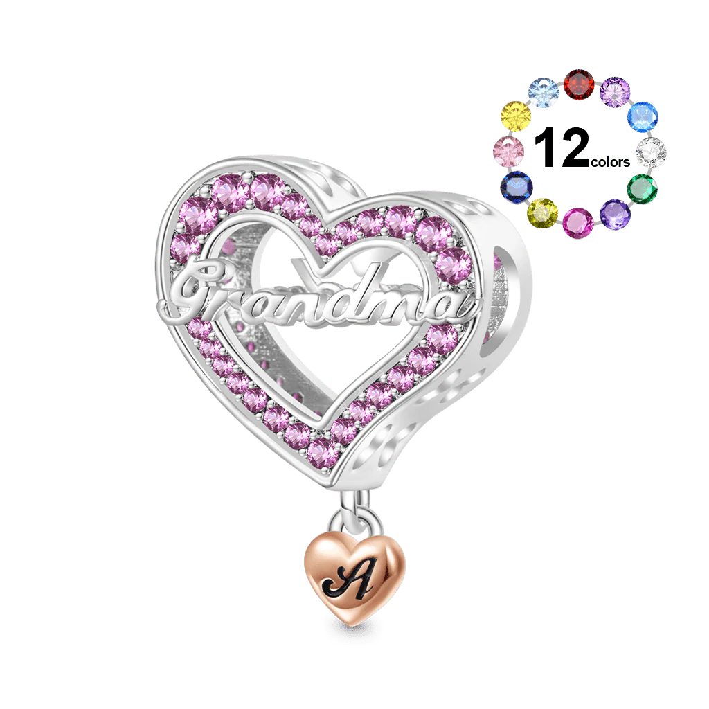 Gnoce Family Members Grandma Charm Platinum-plated Silver Blend