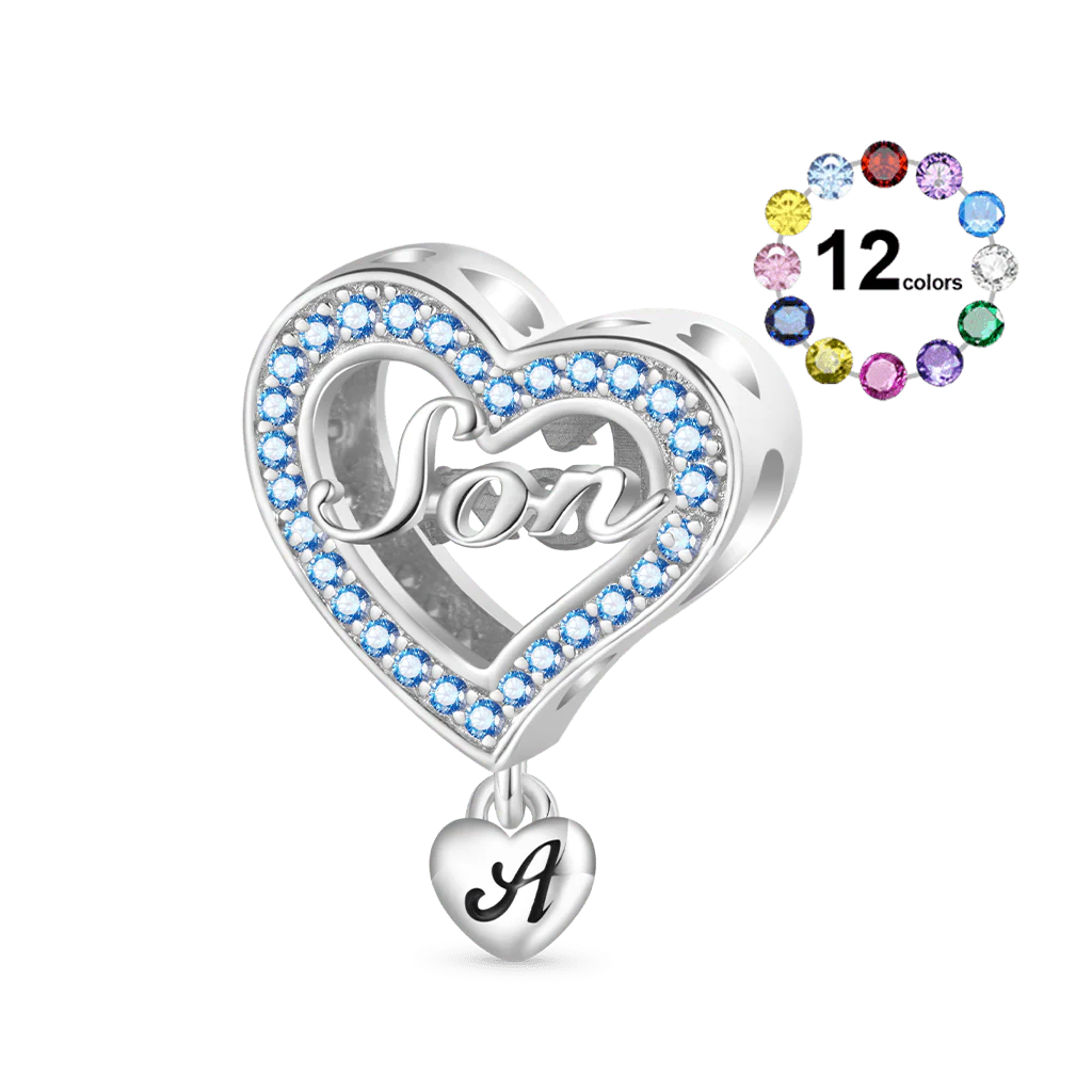 Gnoce Family Members Son Charm Platinum-plated Silver Blend