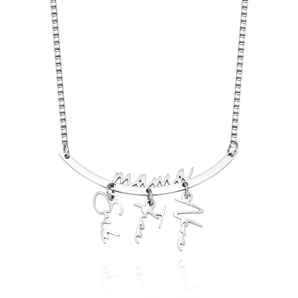 Gnoce Family Personalized Names Hanging Necklace with 1-7 Names