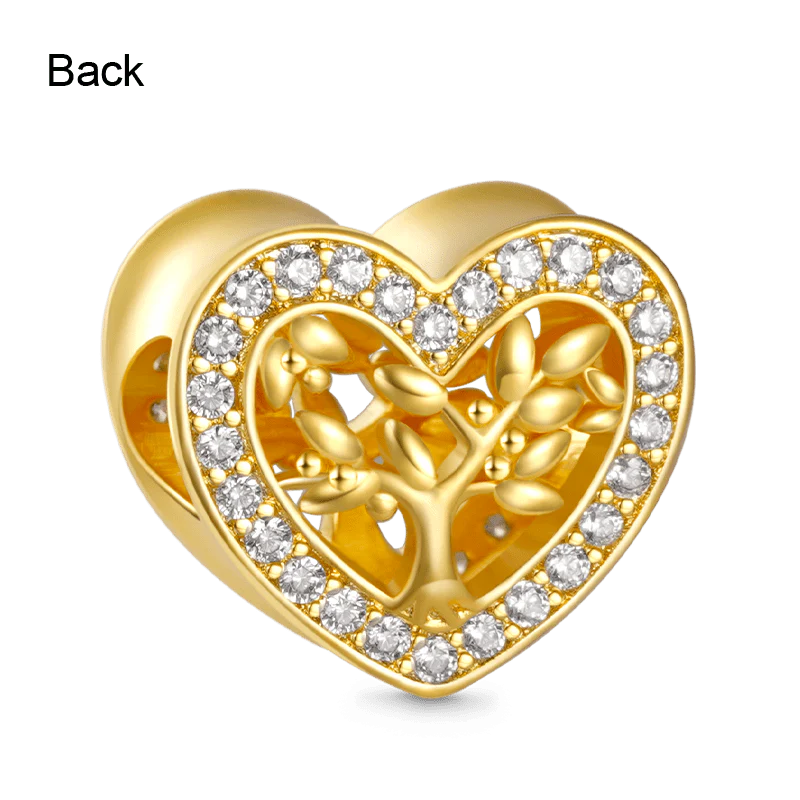 Gnoce Family Tree Heart Charm Platinum-plated Silver Blend - Image 2