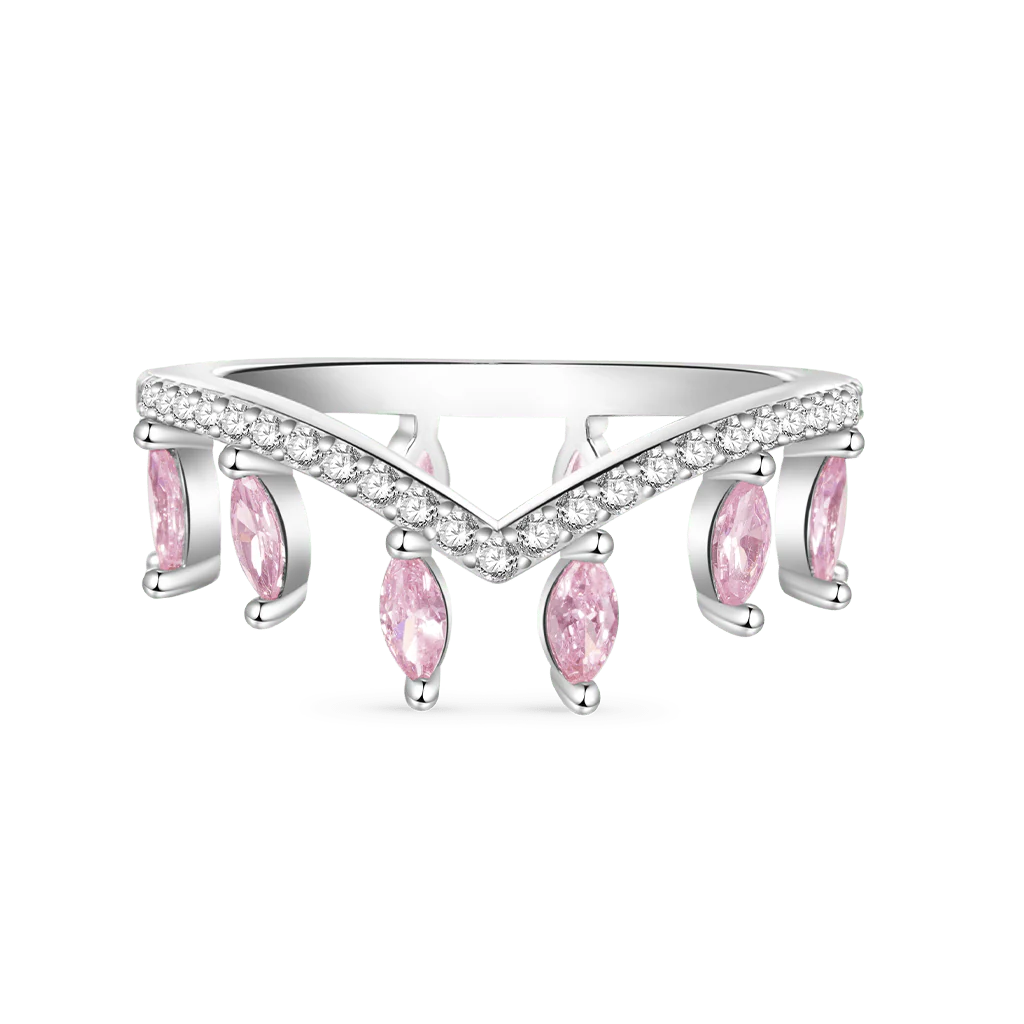Gnoce Multi-Stone V-Shaped Cross-over Rings Platinum-plated Silver Blend - Image 4