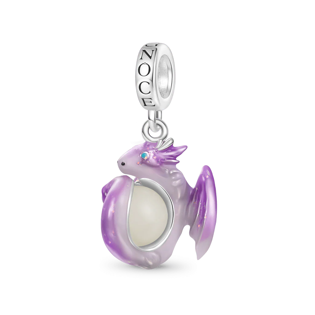 Gnoce Fantasy Forest Dragon Glow-in-the-Dark Charm Platinum-plated Silver Blend - Image 2