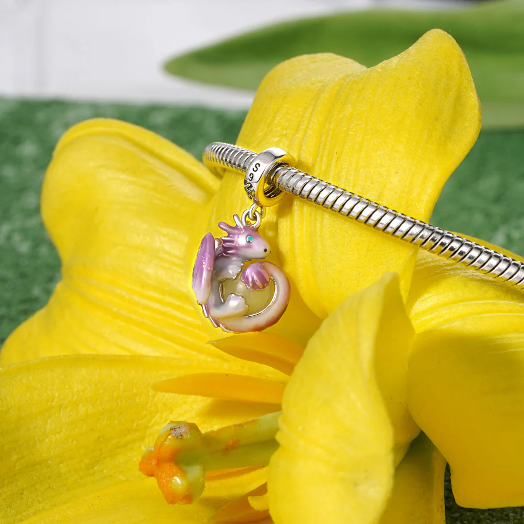 Gnoce Fantasy Forest Dragon Glow-in-the-Dark Charm Platinum-plated Silver Blend - Image 4