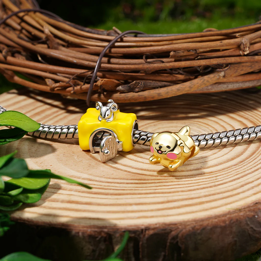 Gnoce Fat Golden Retriever Puppy Charm Platinum-plated Silver Blend - Image 3
