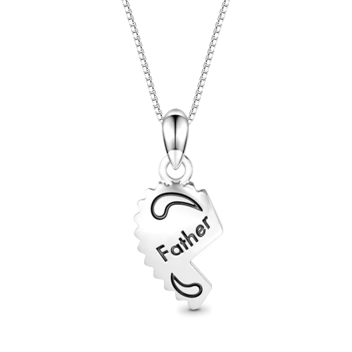Gnoce "Love You" Father Heart Necklace Platinum-plated Silver Blend
