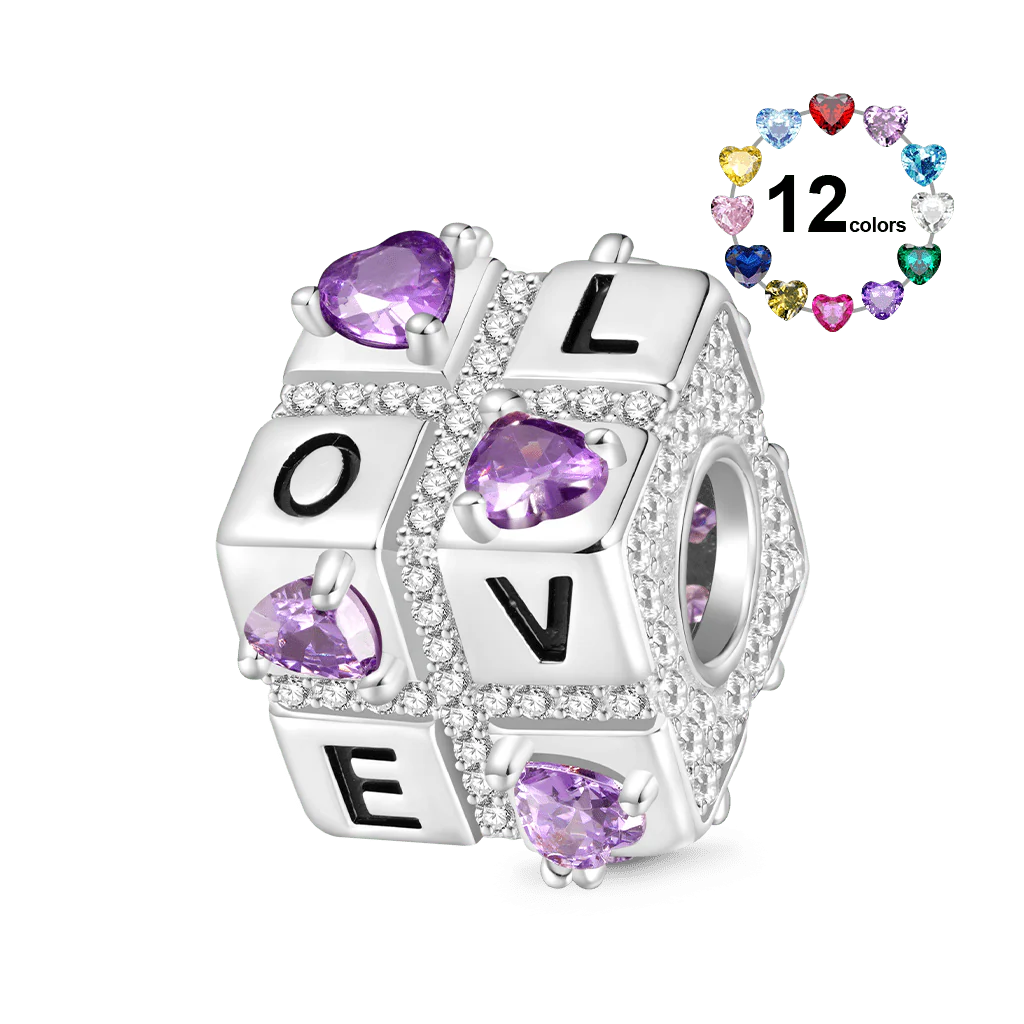 Gnoce Favours Of Love Square Dice Charm Platinum-plated Silver Blend