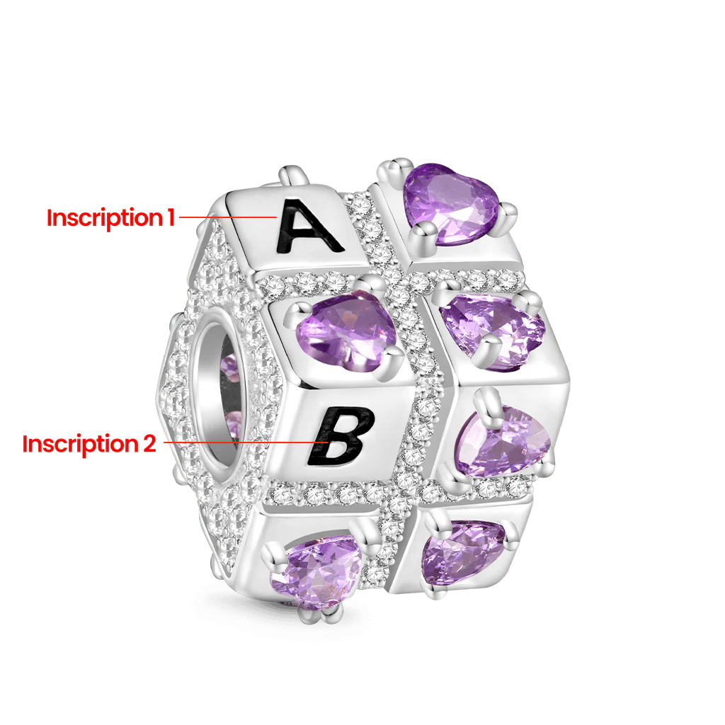 Gnoce Favours Of Love Square Dice Charm Platinum-plated Silver Blend - Image 2