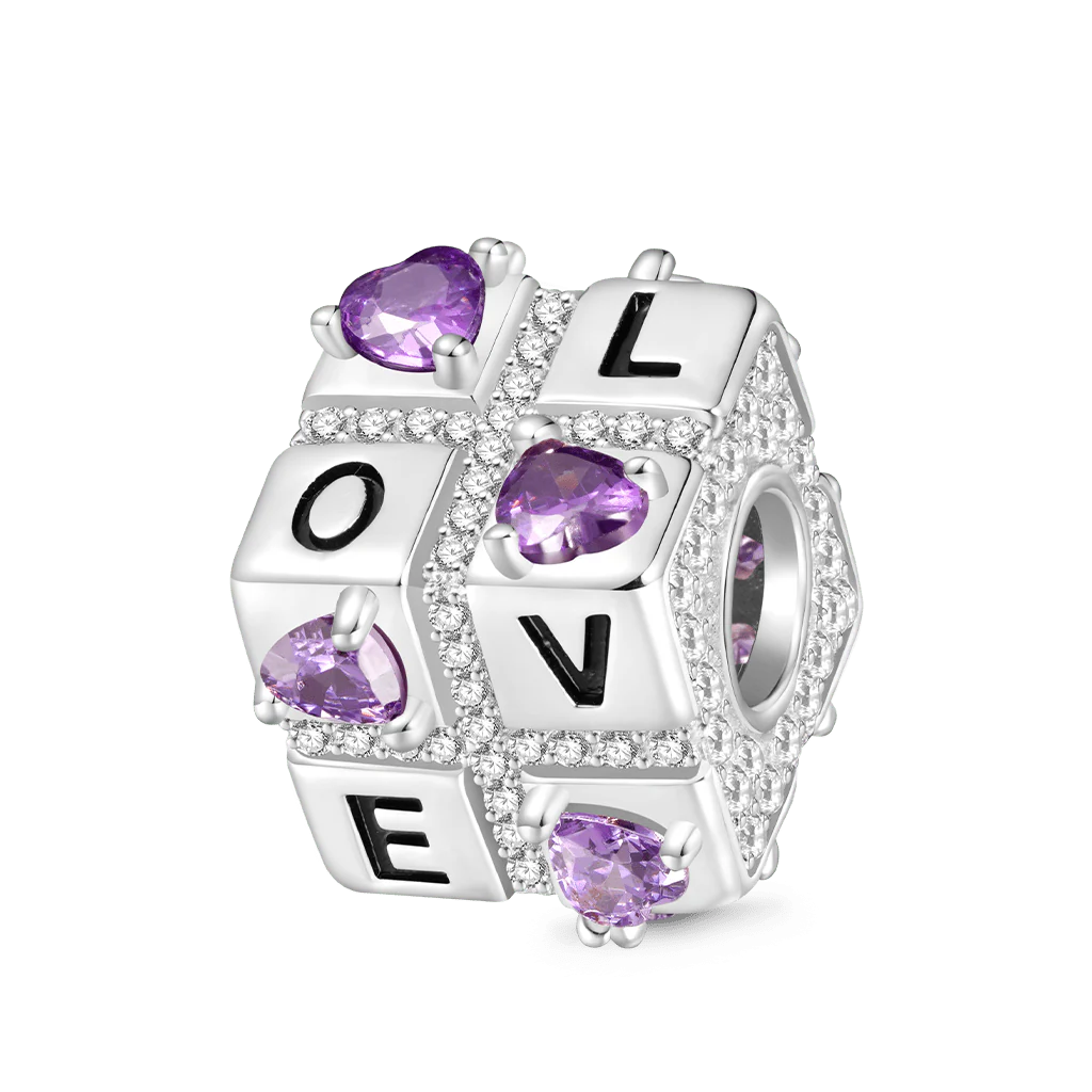 Gnoce Favours Of Love Square Dice Charm Platinum-plated Silver Blend - Image 3