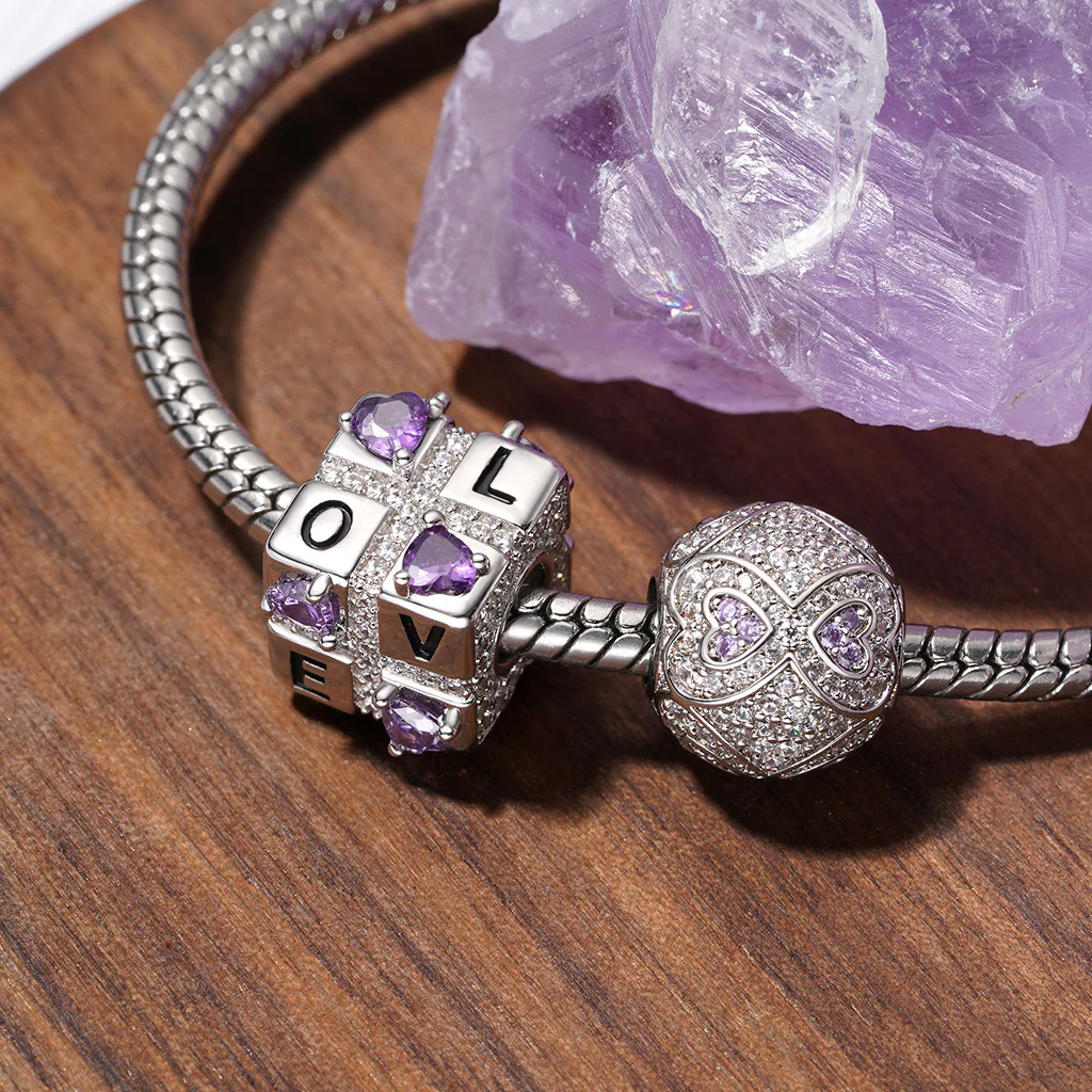 Gnoce Favours Of Love Square Dice Charm Platinum-plated Silver Blend - Image 4