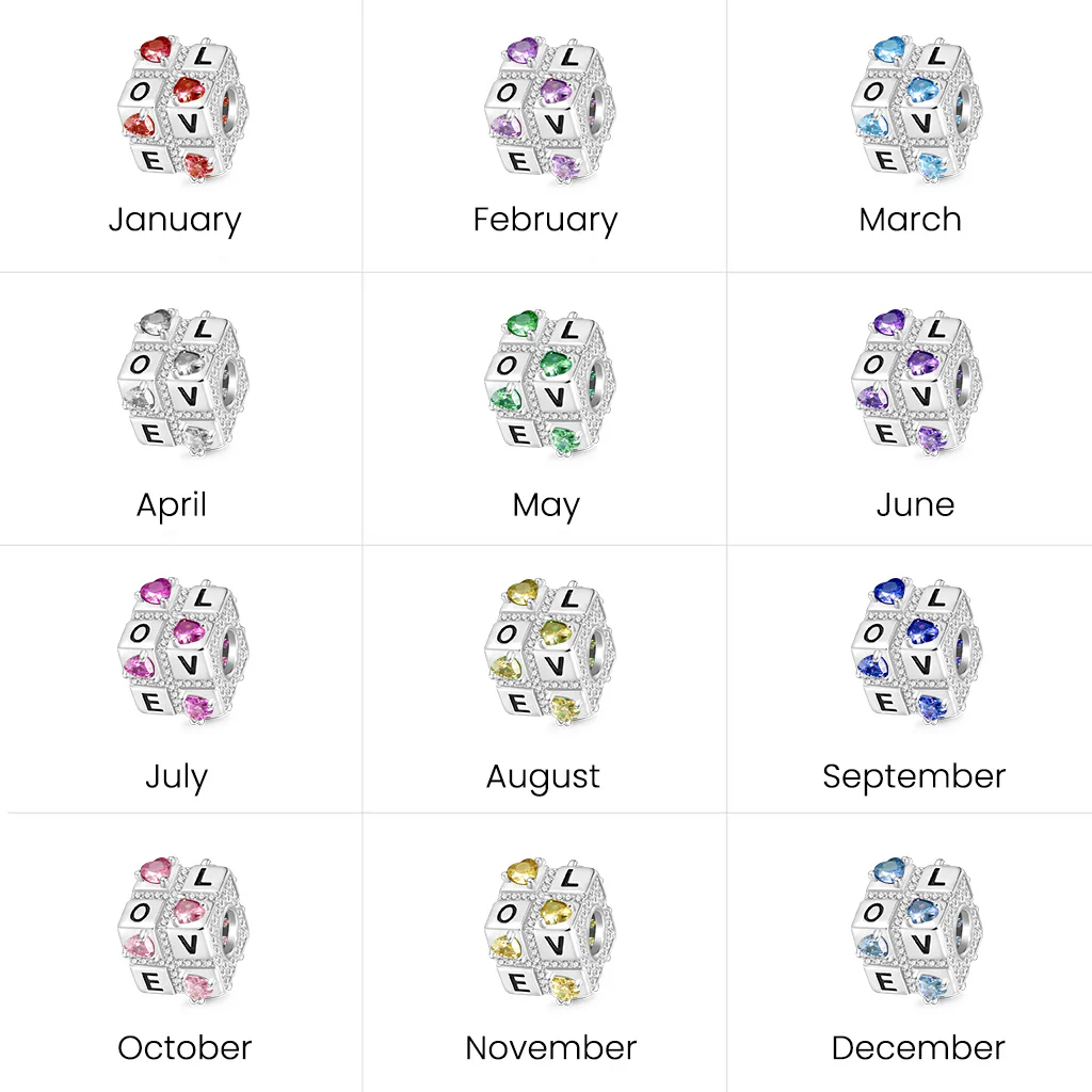 Gnoce Favours Of Love Square Dice Charm Platinum-plated Silver Blend - Image 7