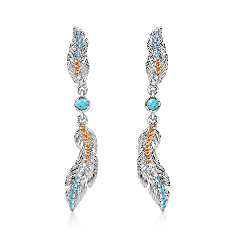 Gnoce Feather Earrings Platinum-plated Silver Blend