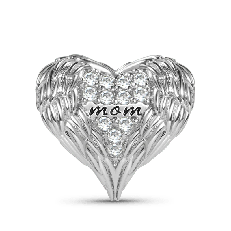 Gnoce Feather Heart Mom's Love Charm Platinum-plated Silver Blend