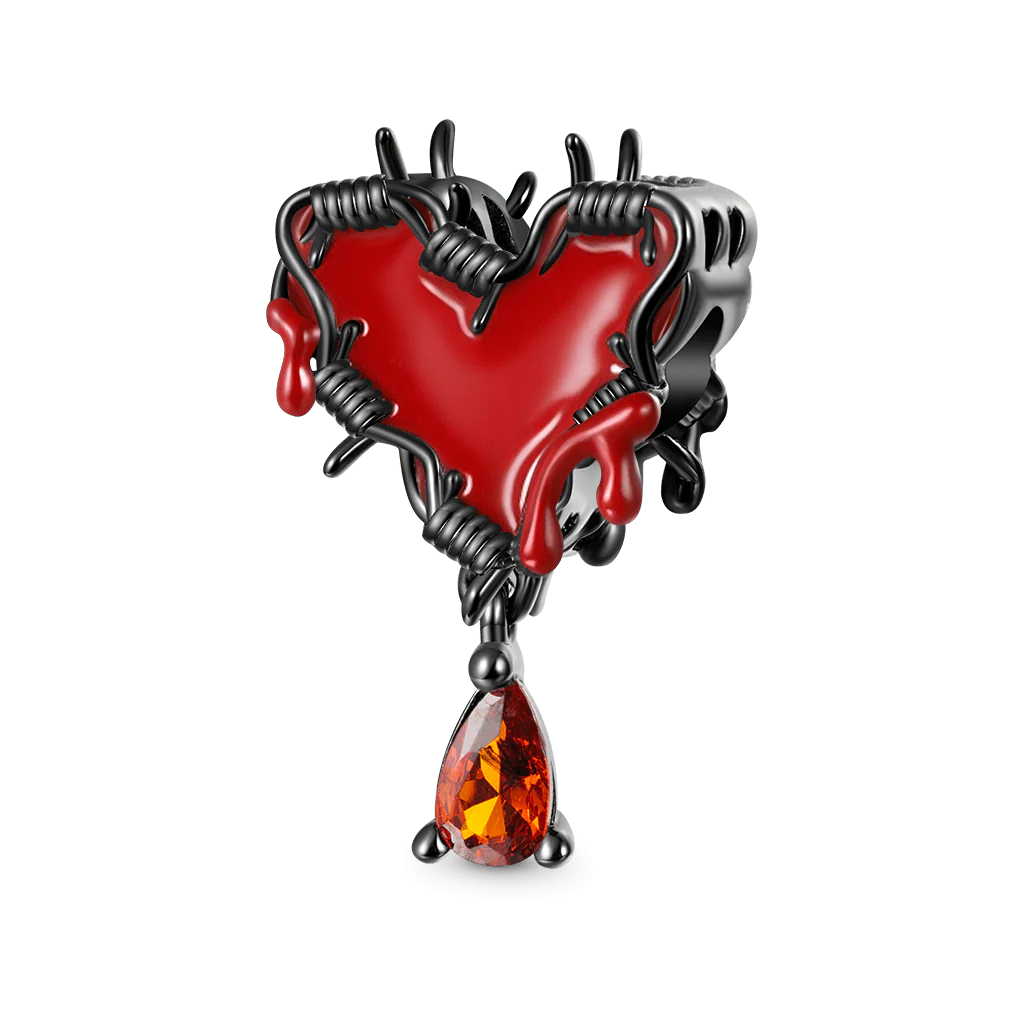 Gnoce Fiery Heart of Thorn Charm Platinum-plated Silver Blend