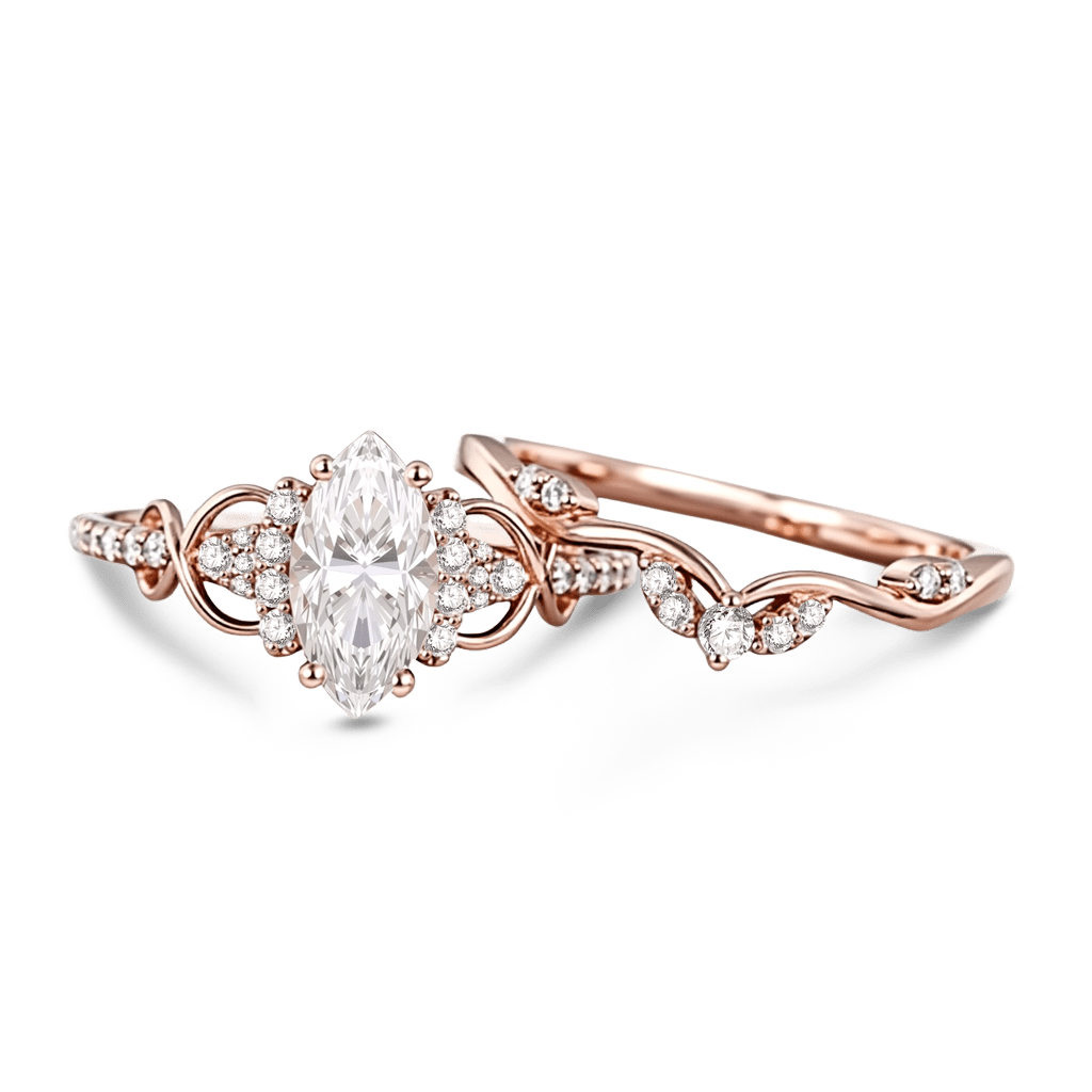 Gnoce Vintage Filigree Marquise-Cut Moissanite Ring - Image 4