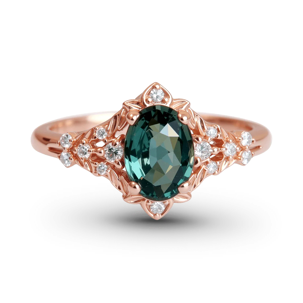 Gnoce Vintage Filigree Oval-Cut Engagement Ring