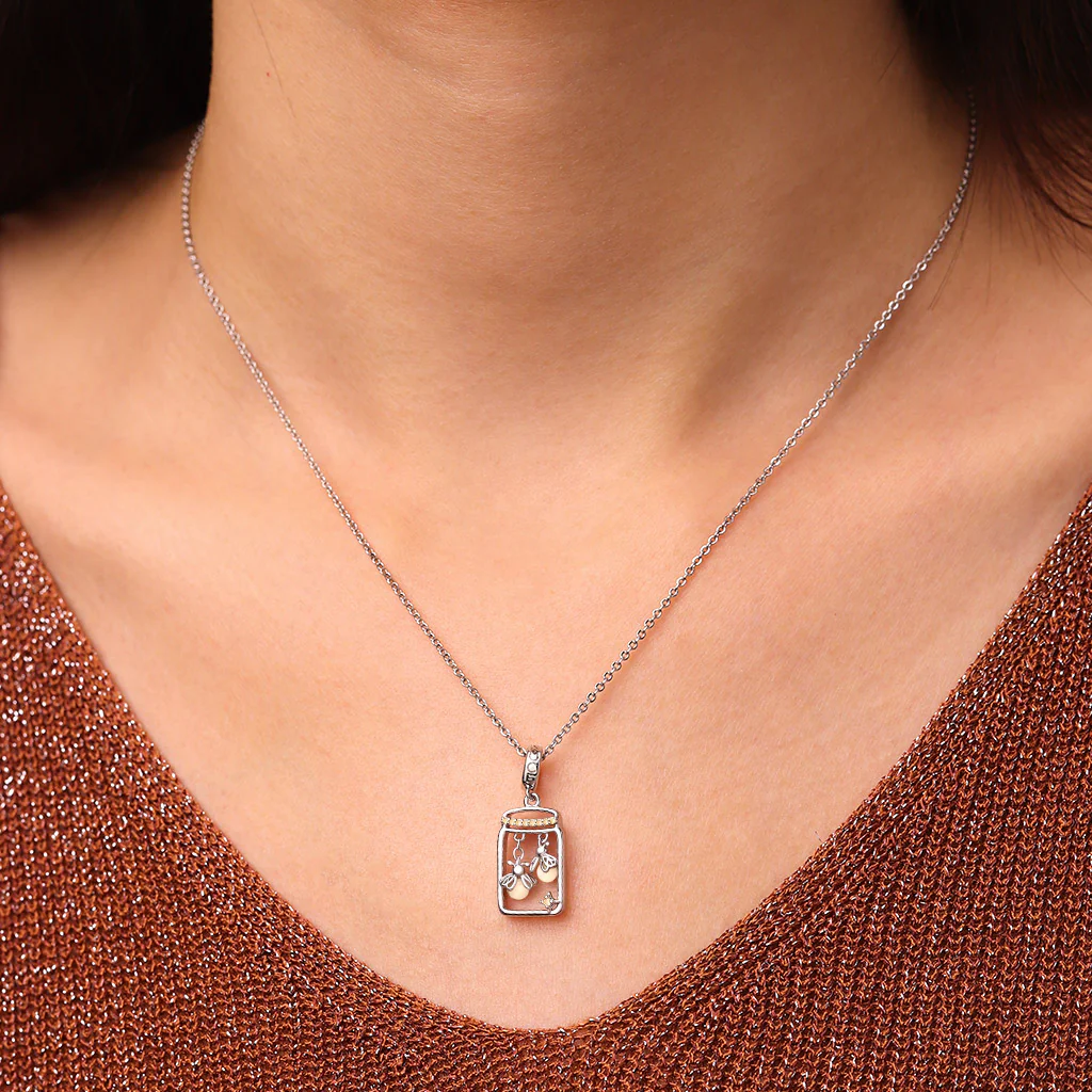 Gnoce Glow-in-the-Dark Firefly Bottle Charm Platinum-plated Silver Blend - Image 6