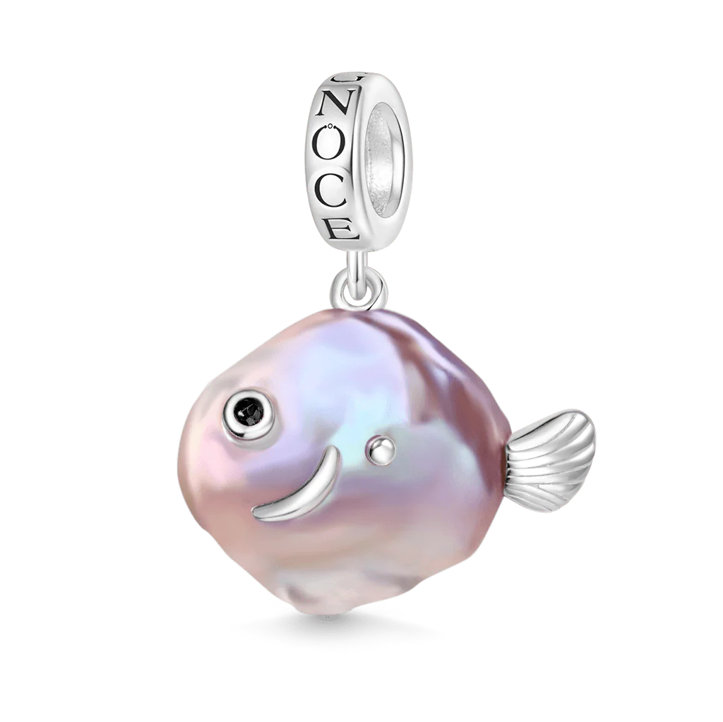 Gnoce Purple Fish Baroque Pearl Silver Charm Platinum-plated Silver Blend