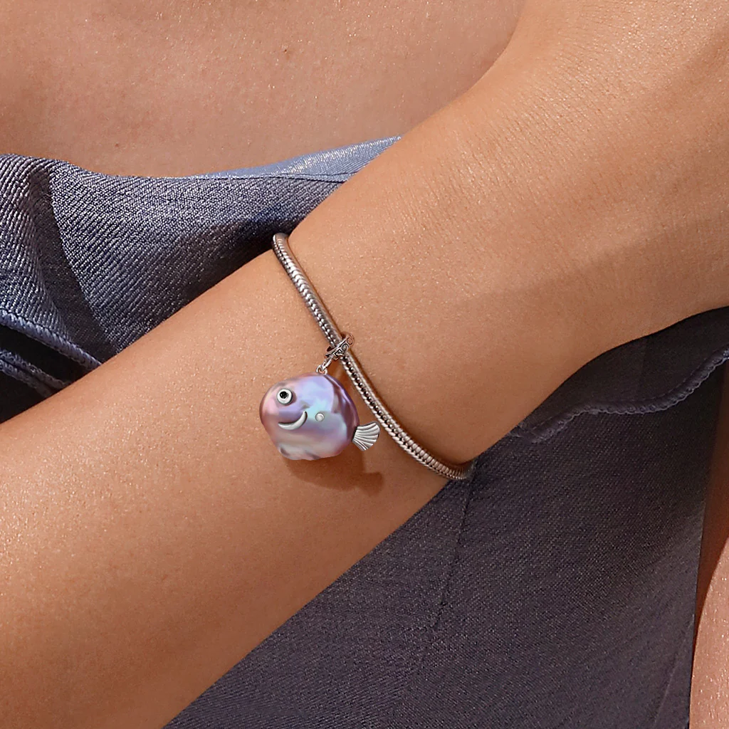 Gnoce Purple Fish Baroque Pearl Silver Charm Platinum-plated Silver Blend - Image 4