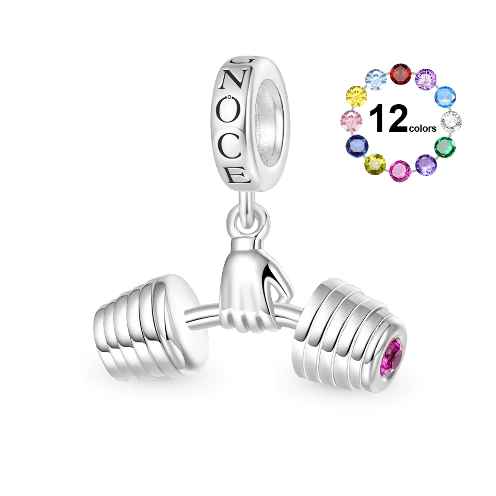 Gnoce Fitness Enthusiast Holding Dumbbell Charm Platinum-plated Silver Blend