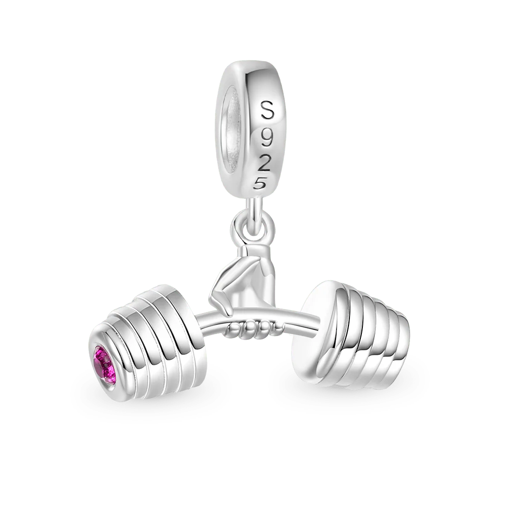 Gnoce Fitness Enthusiast Holding Dumbbell Charm Platinum-plated Silver Blend - Image 2