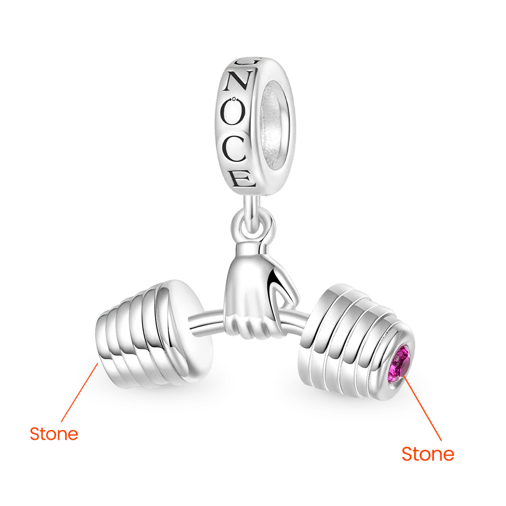 Gnoce Fitness Enthusiast Holding Dumbbell Charm Platinum-plated Silver Blend - Image 3