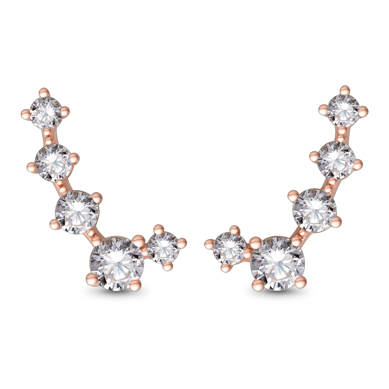 Gnoce Five CZ Studded Earrings Platinum-plated Silver Blend - Image 2