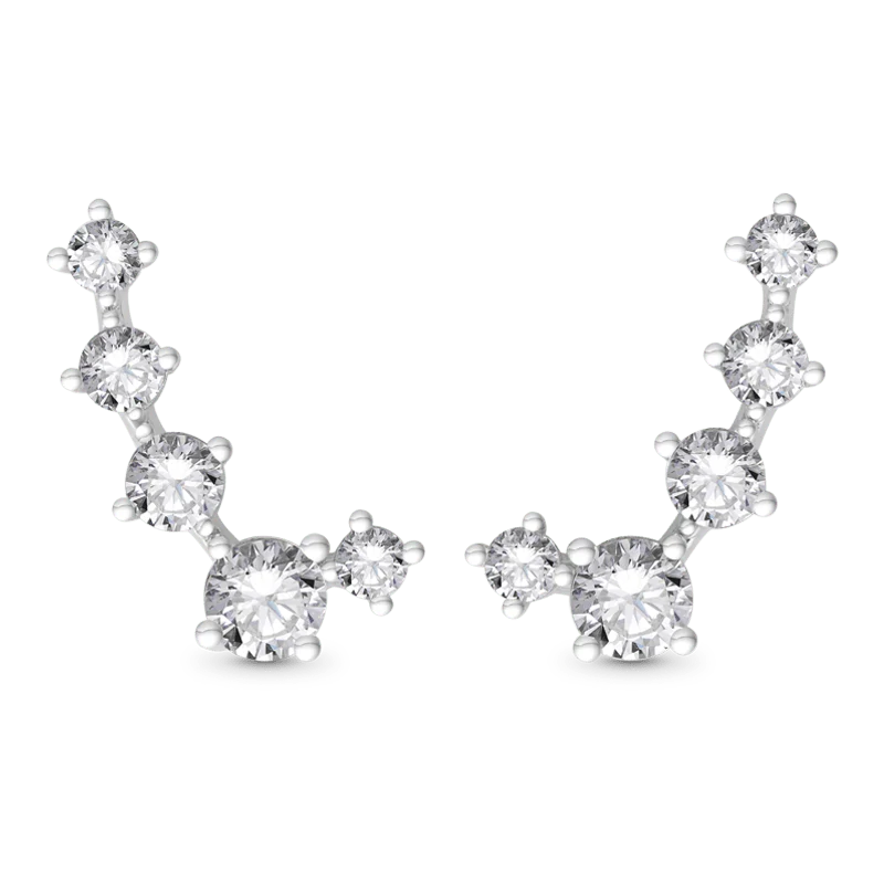 Gnoce Five CZ Studded Earrings Platinum-plated Silver Blend - Image 3