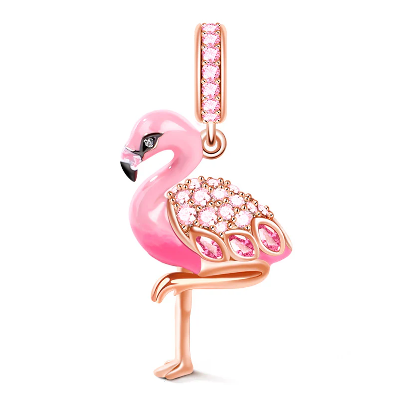 Gnoce Flamingo Charm Platinum-plated Silver Blend